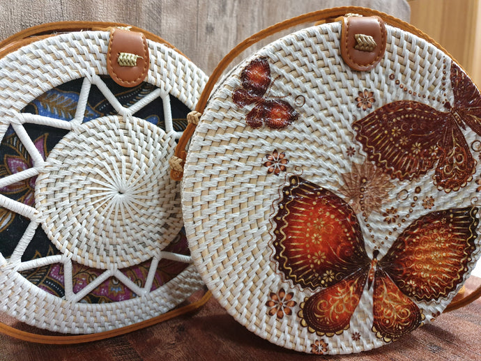 White Handwoven Rattan Bag