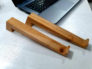 Portable Wooden Laptop Risers / Stand (Sold by Pair) Solid Mahogany with Pouch