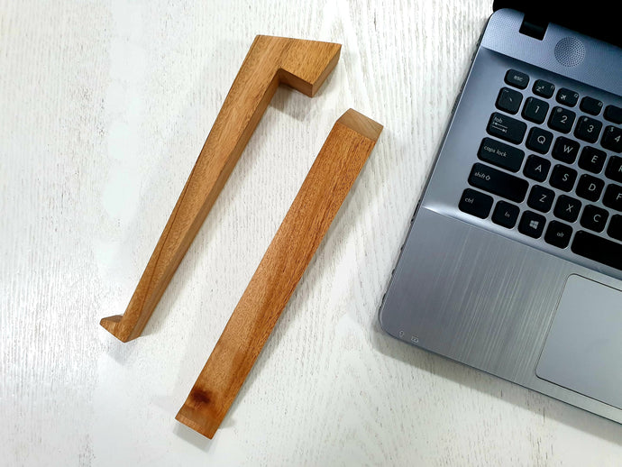 Portable Wooden Laptop Risers / Stand (Sold by Pair) Solid Mahogany with Pouch